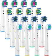 16 variety pack: oral b compatible replacement brush heads - precision, floss, cross, whitening logo