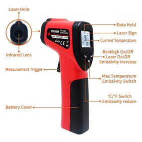 img 2 attached to Infrared Thermometer Temperature Gun: Accurate -58℉~1022℉ Range, 9-Point Laser, Non-Contact Instant-Read Digital Ir Thermometer with Backlight