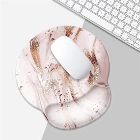 img 2 attached to 🖱️ Rose Gold Marble Gaming Mouse Pad with Wrist Rest Support - Custom Design, Non-Slip Rubber Base, Ergonomic Mouse Wrist Rest Pad for Computer, Laptop (Rose Gold Marble)