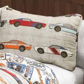 img 3 attached to 🏎️ Lush Decor Full Size Beige Race Car Kids' 3-Piece Quilt Set - Reversible Bedding for Boys