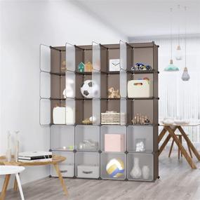 img 3 attached to 📦 20-Cube Cube Storage Organizer, SimpleWise Closet Organizer Shelves DIY Plastic Cabinet Closet Storage Organization Systems Wardrobe for Bedroom Living Room Office, Coffee