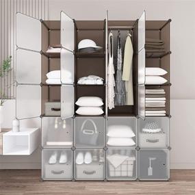 img 4 attached to 📦 20-Cube Cube Storage Organizer, SimpleWise Closet Organizer Shelves DIY Plastic Cabinet Closet Storage Organization Systems Wardrobe for Bedroom Living Room Office, Coffee