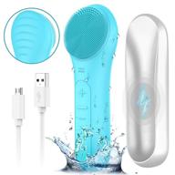 💦 sonic facial cleansing brush - waterproof electric face brush for deep cleansing, gentle exfoliation, and massage - inductive charging - blue logo
