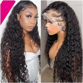 img 4 attached to 💧 Premium 13x4 Water Wave Lace Front Wigs: HD Transparent Lace, Curly 180 Density, 12A Water Wave Frontal Wigs - Pre Plucked and Glueless Human Hair Wig for Women (22 Inch)