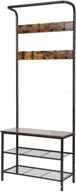 👢 chadior shoe bench industrial hall tree entryway storage shelf stand with hooks wood look accent furniture metal frame easy assembly coat racks neutral logo