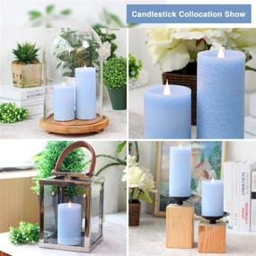 img 1 attached to 🕯️ SIMPLUX Battery Operated Lights with Timer: Blue Real Wax Candle for Home, Wedding, Dinner Decoration – 3x5 Inches