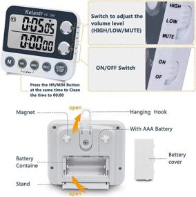 img 1 attached to ⏲️ Digital Magnetic Kitchen Timer with Large Display, Loud Alarm, Count-Up & Count-Down Dual Timer for Cooking and Baking - Adjustable Volume, ON/OFF Switch, Includes Battery