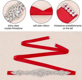 img 1 attached to Свадебный пояс со стразами Tendaisy Bridal - хрустальный пояс для свадебных платьев