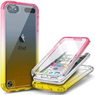 📱 full-body protective shockproof case with built-in screen protector for ipod touch 7th/6th/5th generation - pink/yellow by e-began logo