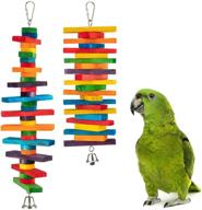 mewtogo 2pcs bird parrot chewing sticks toys - multicolored wooden blocks for conures, parakeets, cockatiels, lovebirds, african grey, amazon parrots, and more logo