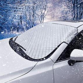 img 4 attached to Helloleiboo Car Windshield Snow Cover & Ice Cover | 2-Layer Protection, Waterproof Sunshade | Universal Fit for Most Cars, SUVs, Trucks, Vans