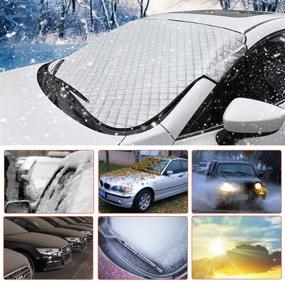 img 2 attached to Helloleiboo Car Windshield Snow Cover & Ice Cover | 2-Layer Protection, Waterproof Sunshade | Universal Fit for Most Cars, SUVs, Trucks, Vans