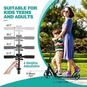 img 3 attached to 🛴 Beleev V5 Scooters: Foldable Kick Scooter with Shock Absorption & Large 200mm Wheels for Kids, Adults, and Teens