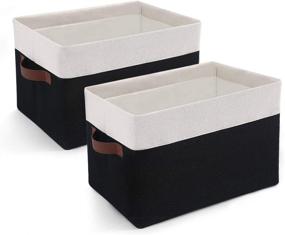 img 4 attached to Efficient 2 Pack Linen Fabric Storage Baskets with Collapsible Design and Metal Steel Frame – Ideal for Organizing Shelves, Home Office, and Closet