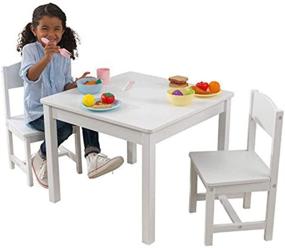 img 3 attached to KidKraft Aspen Table and Chair Set - White 30.75 inch x 27.5 inch x 5.25 inch