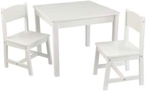 img 4 attached to KidKraft Aspen Table and Chair Set - White 30.75 inch x 27.5 inch x 5.25 inch