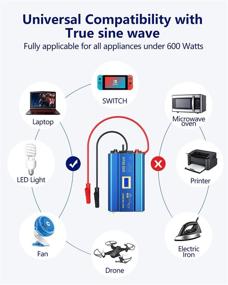 img 1 attached to 🔋 VOLTWORKS 600W Чистокупальник Преобразователь Питания - DC 12В в AC 110В 120В с двойным портом USB 2.4A, ЖК-дисплеем и двумя розетками для автомобиля, грузовика, дома на колесах