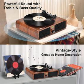 img 2 attached to 🎵 Udreamer Проигрыватель винила Bluetooth Turntable: Портативный винтажный LP-проигрыватель с встроенными динамиками, 3 скорости, USB RCA-выход, Aux-вход, воспроизведение наушников