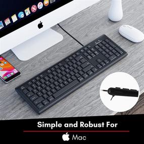 img 3 attached to 🖥️ Макалли Полноразмерная Проводная Клавиатура Mac для Mac - USB Совместима со всеми Mac - Прочная Клавиатура Mac с Числовой Клавишей и 16 Клавишами-Яблоками для Быстрого Доступа - Резиновые Клавиши и Влагозащита - QKEYB (Черная)