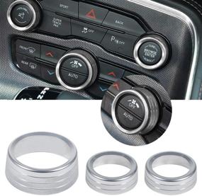 img 2 attached to 3Pcs Audio Air Conditioner Switch CD Button Knob Cover Decoration Twist Switch Ring Trim For Dodge Challenger/Charger/Chrysler 300/300S 2015-2021(Silver)