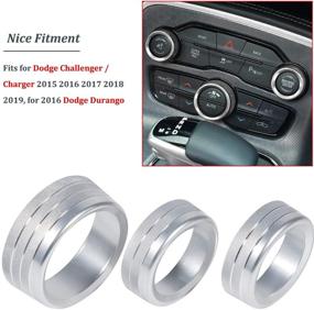 img 3 attached to 3Pcs Audio Air Conditioner Switch CD Button Knob Cover Decoration Twist Switch Ring Trim For Dodge Challenger/Charger/Chrysler 300/300S 2015-2021(Silver)