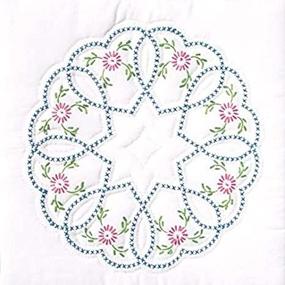 img 4 attached to 🧶 Jack Dempsey Needle Art 73233 Starburst of Hearts Quilt Blocks: 6 Blocks, 18x18 White Quilt Blocks