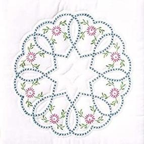 img 2 attached to 🧶 Jack Dempsey Needle Art 73233 Starburst of Hearts Quilt Blocks: 6 Blocks, 18x18 White Quilt Blocks