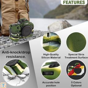 img 3 attached to STSEETOP Canon R6 Case: Army Green Silicone Rubber Camera Cover for Canon R5 - Detachable, Protective DSLR Skin Protector