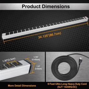 img 2 attached to ⚡ Top-Rated BESTTEN 24 Outlet 15 Foot Certified Silver Power Strip: Unmatched Performance for Ultimate Convenience