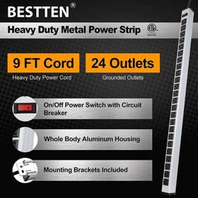 img 3 attached to ⚡ Top-Rated BESTTEN 24 Outlet 15 Foot Certified Silver Power Strip: Unmatched Performance for Ultimate Convenience