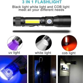 img 3 attached to Rechargeable UV Flashlight: 3-in-1 LED Tactical Light, 1200 Lumens, Waterproof - Perfect for Pet Clothing Detection, Emergency & Camping!