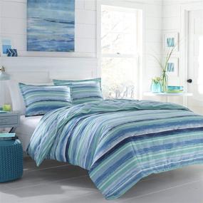 img 2 attached to Stylishly Restful: Poppy & Fritz Alex Cotton Comforter Set in Twin Size, Cool Blue Shade