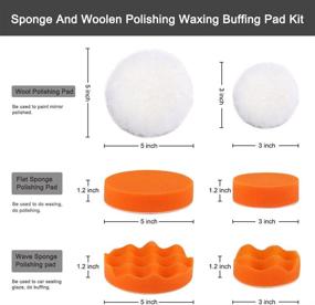 img 3 attached to 🔧 Electop 5 Inch &amp; 3 Inch Drill Buffing Sponge Pads Car Foam Woolen Polishing Pads Kit for Car Buffer Polisher Sanding Waxing Sealing Glaze - 16PCS (12 Pads+2 Drill Adapters+2 Suction Cups)