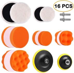 img 4 attached to 🔧 Electop 5 Inch &amp; 3 Inch Drill Buffing Sponge Pads Car Foam Woolen Polishing Pads Kit for Car Buffer Polisher Sanding Waxing Sealing Glaze - 16PCS (12 Pads+2 Drill Adapters+2 Suction Cups)