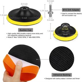 img 2 attached to 🔧 Electop 5 Inch &amp; 3 Inch Drill Buffing Sponge Pads Car Foam Woolen Polishing Pads Kit for Car Buffer Polisher Sanding Waxing Sealing Glaze - 16PCS (12 Pads+2 Drill Adapters+2 Suction Cups)