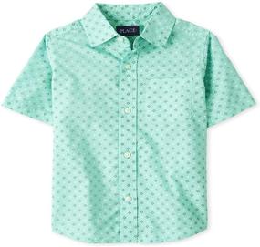 img 1 attached to 👕 Boys' Short Sleeve Button Down Shirt from The Children's Place - Optimize Your Search