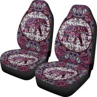 🌼 2pc joylamoria aztec hippie elephant mandala boho style front seat covers – universal fit for cars, sedan, truck, suv, van - vehicle seat protectors, car mat covers logo