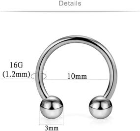 img 2 attached to 💍 SCERRING Set of 2-8G23 Titanium Horseshoe Septum Rings - Nose, Helix, Daith, Cartilage, Tragus Earrings - Nipple, Eyebrow Body Piercing Jewelry - Available in 8mm, 10mm, 12mm, 14mm