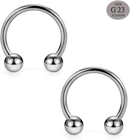 img 3 attached to 💍 SCERRING Set of 2-8G23 Titanium Horseshoe Septum Rings - Nose, Helix, Daith, Cartilage, Tragus Earrings - Nipple, Eyebrow Body Piercing Jewelry - Available in 8mm, 10mm, 12mm, 14mm