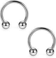 💍 scerring set of 2-8g23 titanium horseshoe septum rings - nose, helix, daith, cartilage, tragus earrings - nipple, eyebrow body piercing jewelry - available in 8mm, 10mm, 12mm, 14mm logo