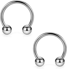 img 4 attached to 💍 SCERRING Set of 2-8G23 Titanium Horseshoe Septum Rings - Nose, Helix, Daith, Cartilage, Tragus Earrings - Nipple, Eyebrow Body Piercing Jewelry - Available in 8mm, 10mm, 12mm, 14mm