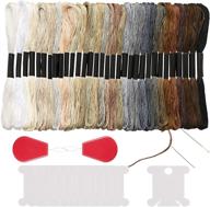 🧵 peirich 32 skeins black to white gradient grey brown embroidery floss: ideal for cross-stitch, friendship bracelets, and more! (includes 12 floss bobbins, 2 needles, and needle threader) logo