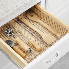 img 2 attached to 🍴 mDesign Metal Farmhouse Kitchen Cabinet Drawer Organizer Tray - White 8 Pack - Ideal for Cutlery, Serving Spoons, Cooking Utensils and Gadgets