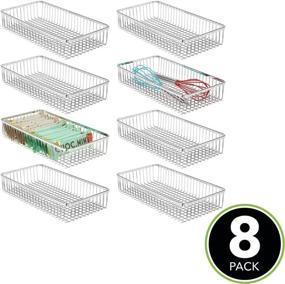 img 3 attached to 🍴 mDesign Metal Farmhouse Kitchen Cabinet Drawer Organizer Tray - White 8 Pack - Ideal for Cutlery, Serving Spoons, Cooking Utensils and Gadgets