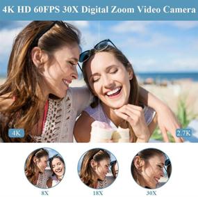 img 3 attached to 🎥 High-Quality 4K HD Auto Focus Video Camera 48MP 60FPS 30X Digital Zoom Camera for YouTube with Built-in LED Fill Light Camcorder, Long-lasting 4500mAh Battery, Remote Control, Handheld Design, External Microphone, and 64GB SD Card