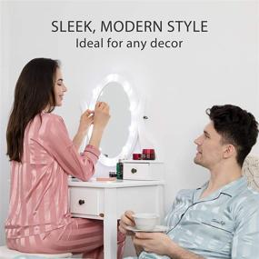 img 3 attached to 💄 VIVOHOME Makeup Vanity Set: 10 Dimmable LED Bulbs, 360° Rotating Lighted Mirror, & Cushioned Stool