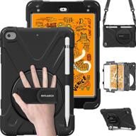 📱 braecn heavy duty ipad mini 5/4 case - shockproof with pencil holder, hand strap, kickstand, shoulder strap - perfect for kids - black logo