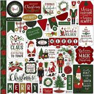 🎅 echo park paper company here comes santa claus element sticker in festive red, green, black, and gold logo