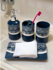 img 3 attached to 🛁 SUNBRIGHT Bathroom Accessories Complete Set: Soap Dispenser, Toothbrush Holder, Tumbler, Towel Tray - Organize Your Countertop Vanity!