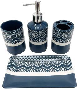 img 4 attached to 🛁 SUNBRIGHT Bathroom Accessories Complete Set: Soap Dispenser, Toothbrush Holder, Tumbler, Towel Tray - Organize Your Countertop Vanity!